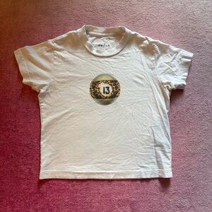 white cheetah print 8ball cropped tee